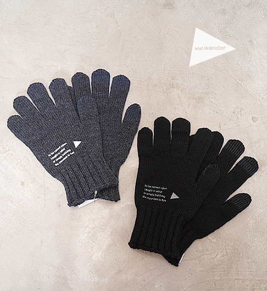 【and wander】アンドワンダー wool knit glove "2Color" ※ネコポス可