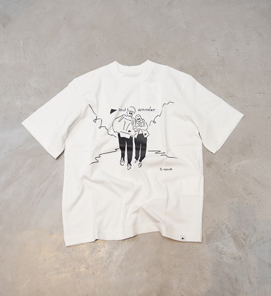 【and wander】アンドワンダー men's Yu Nagaba printed T "White"  ※ネコポス可