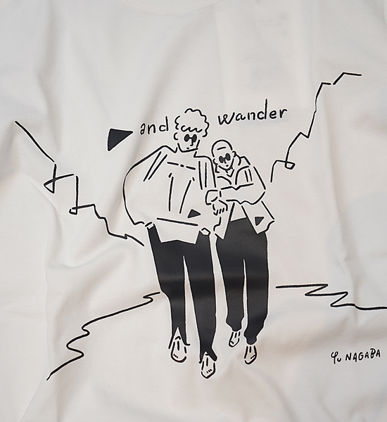 【and wander】アンドワンダー men's Yu Nagaba printed T "White"  ※ネコポス可