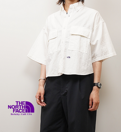 【THE NORTH FACE PURPLE LABEL】ノースフェイスパープルレーベル women's Button Down Field S/S Cropped Shirt "White"