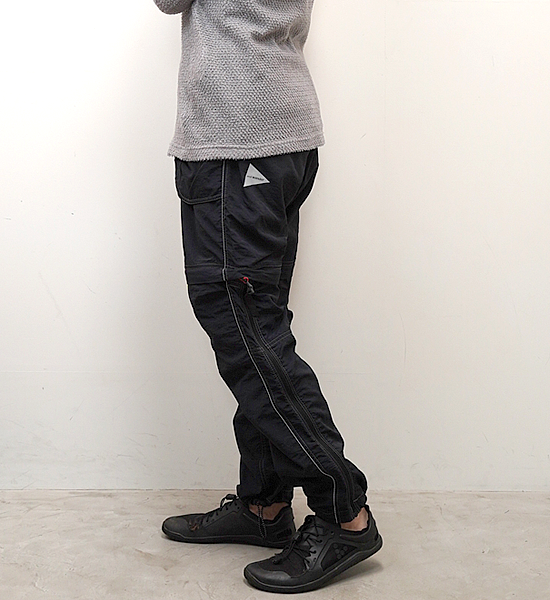 【and wander】アンドワンダー women's NY taffeta hiker 2way pants "Black"